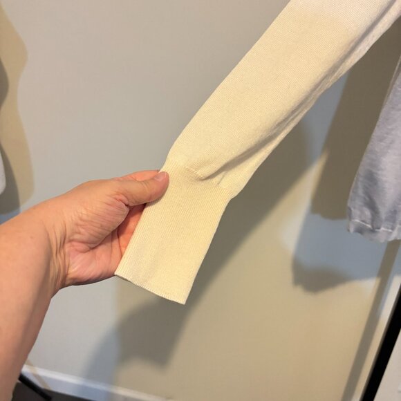 Marimekko Uniqlo Cream Black Gray Mock Neck Long Wool Blend Sweater - Picture 4 of 9